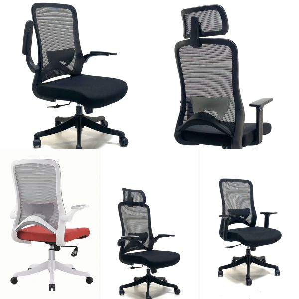 Medium Back Office Ergonomic Mesh Computer Chair With Fixed Armrest Back Support
