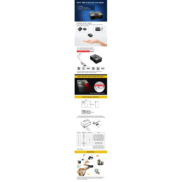 TTL232 RS232 USB 1D 2D Barcode Scanner Module 640 X 480 Pixels