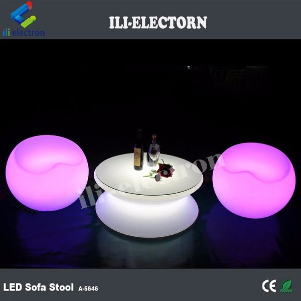 RGB remote control lighting plastic led round lounge table