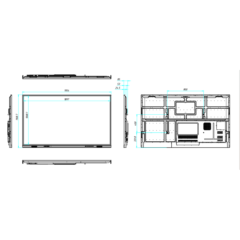 86 Inch All In One Interactive Whiteboard with Android 14 and Wireless Projection for Education and Meetings