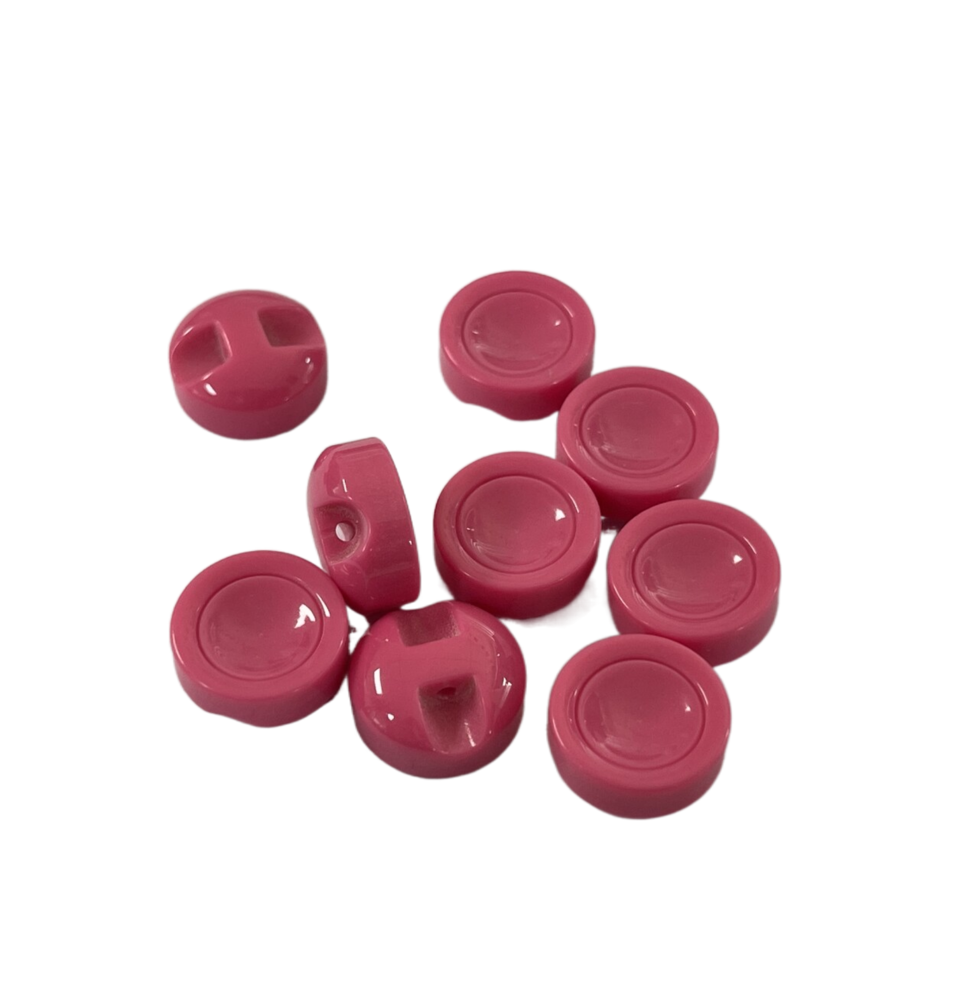 Plastic Resin Red Shank Buttons With Concave Front Side One Hole On The Back