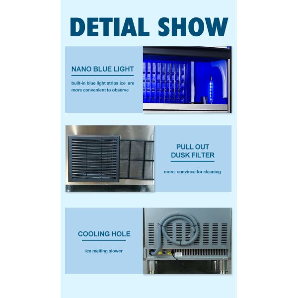 150lb Crescent Ice Machine Ice , Cube Commercial Ice Maker With Bin 70lb