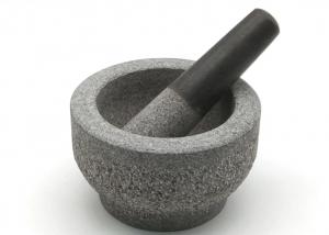 China Natural Pitted Granite Stone Mortar And Pestle Set Kitchen Tool Guacamole Bowl on sale