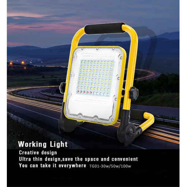 Durable Waterproof And Flexible Cordless Portable LED Floodlight Work Light Can Be Charged By USB, with A Rotating Handl