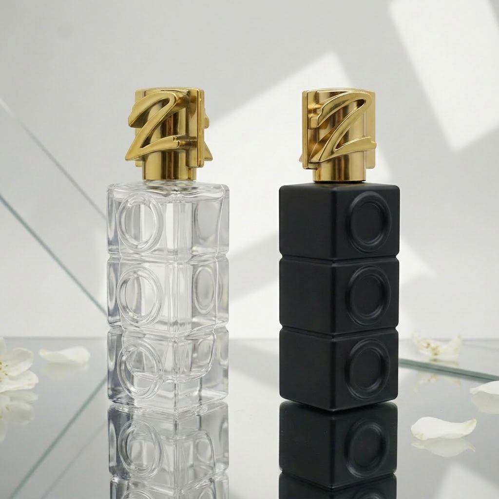 Anding Supplier Custom Design Printing 30ml Crimp Rectangle Premium Refillable Spray Luxury Empty Glass Perfume Bottle