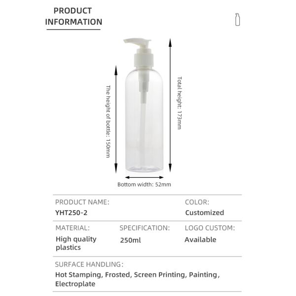 Transparent 250ml Plastic Pump Bottle Lightweight and Impact Resistant