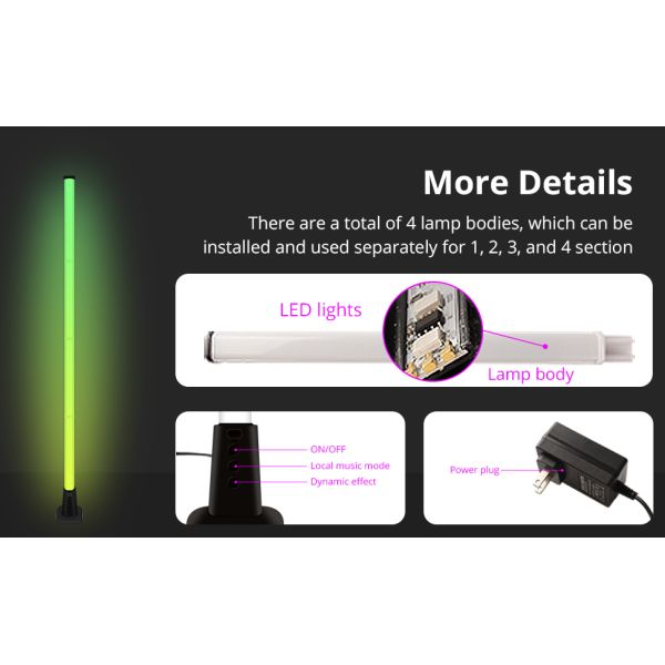 DIY Mode RGB Led Corner Floor Lamp Color Changing Music Sync