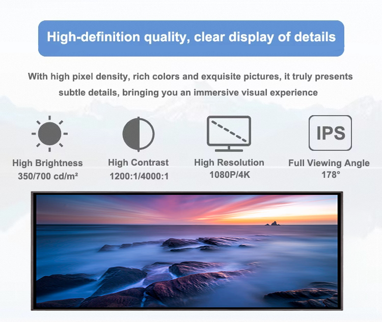 37.6 Inch Smart Advertising Stretched Bar LCD Display With SDK Function