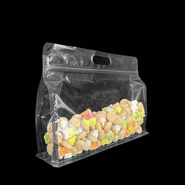 Transparent Zip Lock Handle Flat Bottom Pouch Food Storage Bag Plastic Eight-edge sealed Flat Bottom Bag