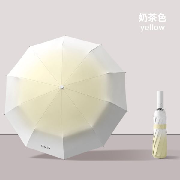 Three-folding Gradient Umbrella with Customized Logo Automatic Sunblock Windproof Paraguas