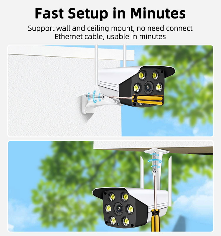 3MP/5MP Outdoor WiFi Security Camera, Bluetooth One‑Key Connection, Two‑Way Audio, IR & Spotlight Full‑Color Night Vision, Smart Human Detection, App