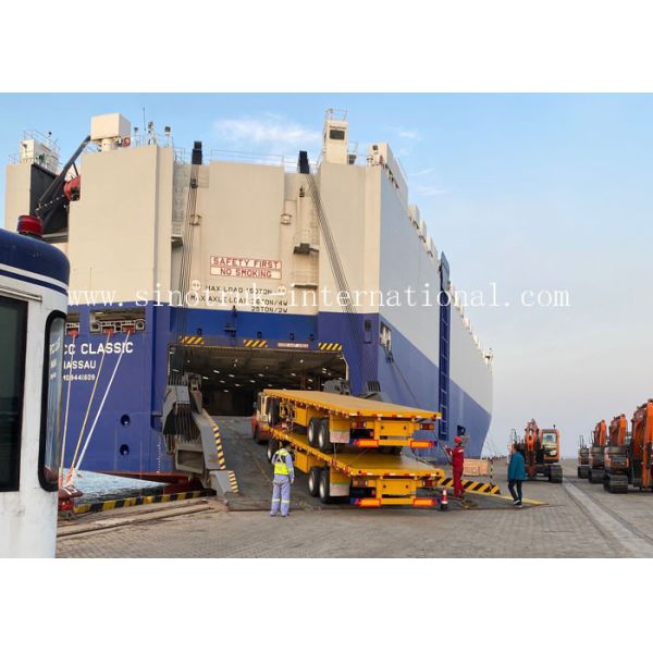 3 Axles Flatbed Cargo Full Trailer Carrying 40 Tons Bulk Cargo
