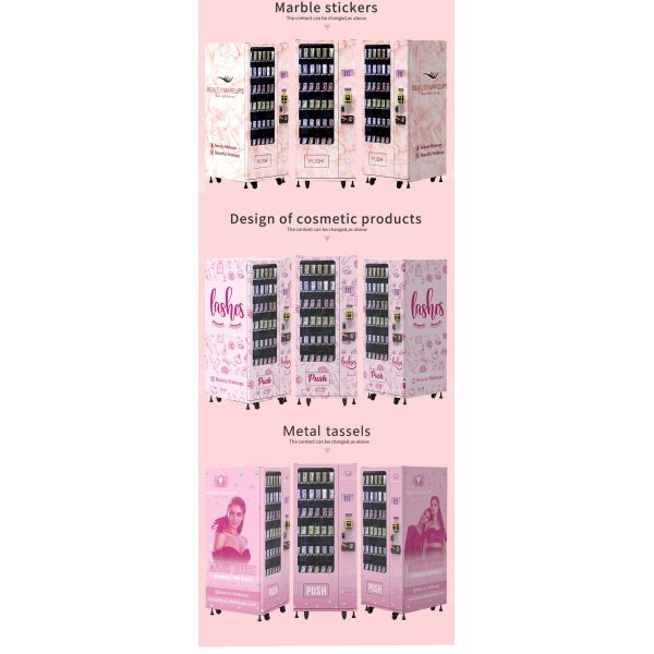 Cheaper Price Small Vending Machine Customized pink Vending Machine for False Lashes and Cosmetic Items with Coin Cash apple Pay