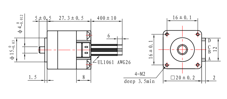 Nema 11 Micro Stepper Motor dimensions diagram