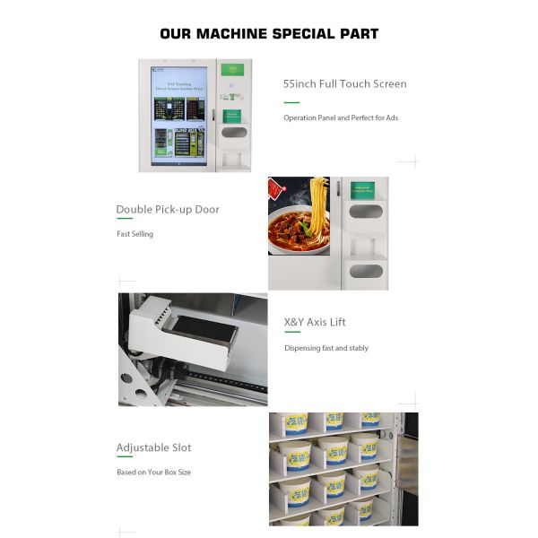 Restaurant XY Elevator System Automatic Hot Water Custom Instant Ramen Vending Machine for Noodles