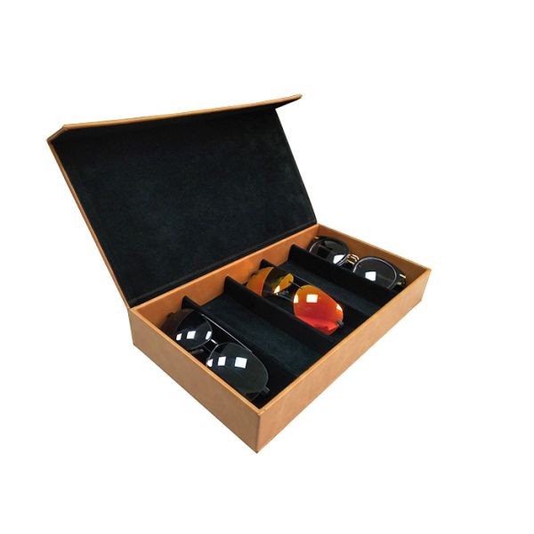 5 Slots Glasses Tray - Multiple Compartment Eyeglasses Organizer Storage and Display Case Elegant Book Design