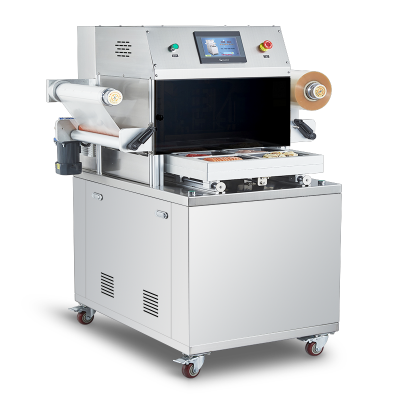 Fully Automatic Vacuum Skin Sealing Machine DQ480VSL with Food Grade 304 Stainless Steel and 6061 Anodized Aluminum Mold for MAP Packaging