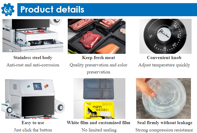 Fully Automatic Vacuum Skin MAP Packaging Sealing Machine DQ330VSL with Food Grade 304 Stainless Steel