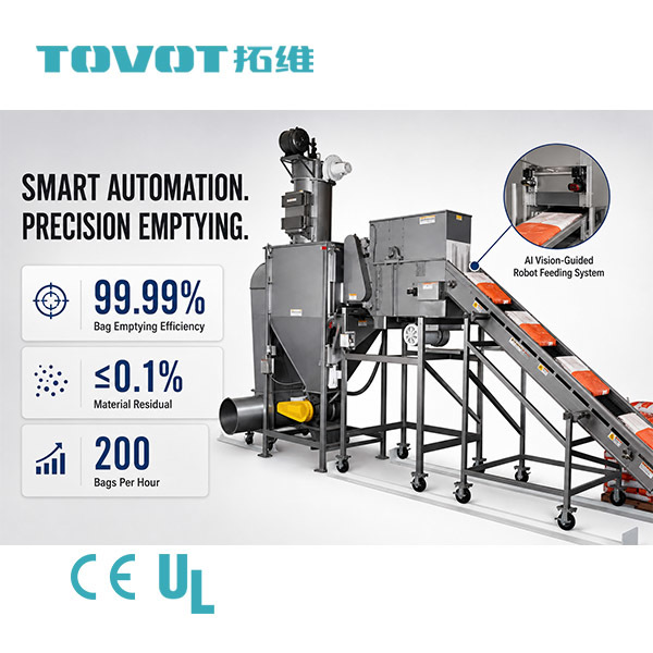 Automatic Robotic Bag Emptying System PLC Controlled For Powder / Granular Materials