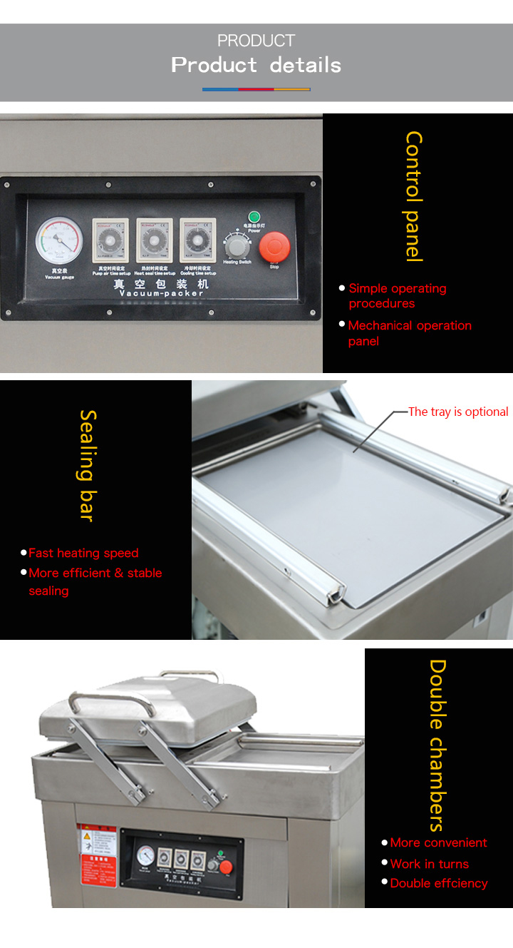 Double Chambers Vacuum Packing Machine for Soybean/Meat/Fish/Pork/Bee/Rice 140 KG Capacity