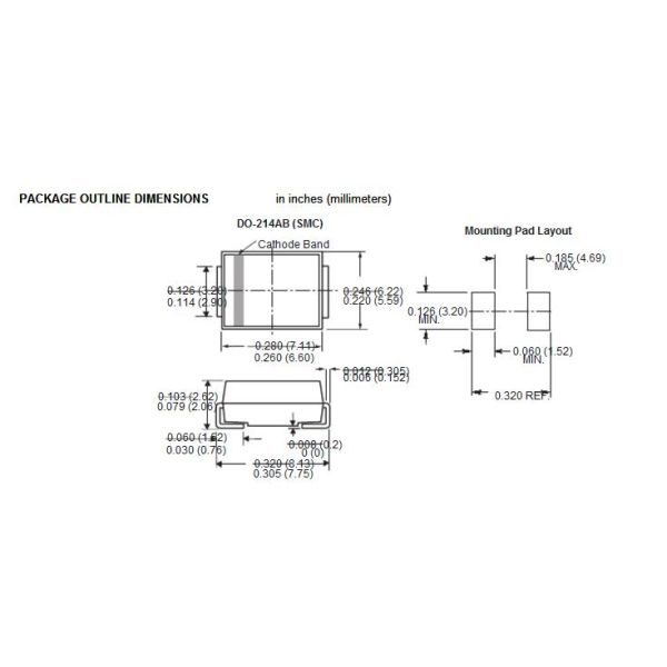 Surface Mount Schottky Barrier Rectifier Vishay General Semiconductor SS34-E3-57T