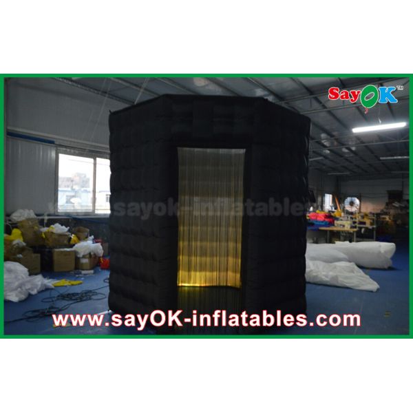 Inflatable Party Decorations 2m Height Black Inflatable Photo Booth Props Shell With Eight Angles Oxford Cloth