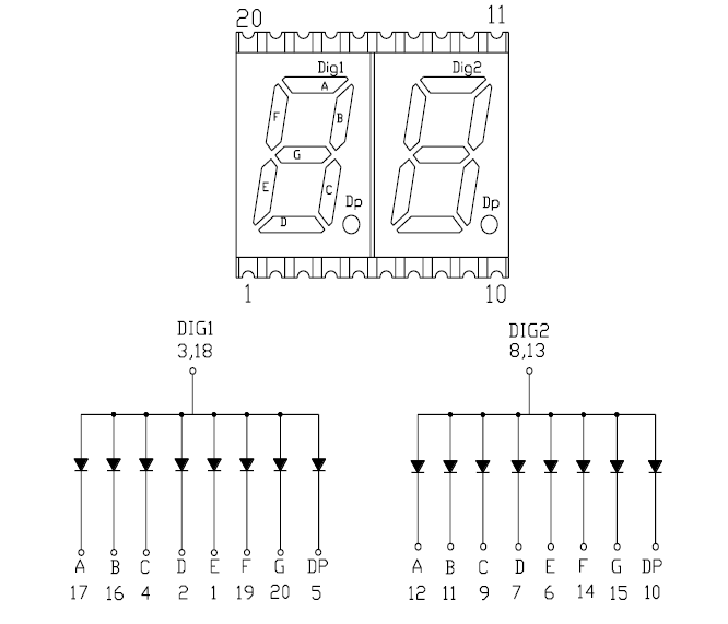 Mini Ultra Thin 2 Digit 0.3" 7 Segment SMD LED Display