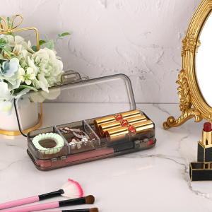 Double Deck Pencils Box Clear Plastic Stationery Box Removable Ruler Dividing Spacers Multi-Grid Home Utility Box