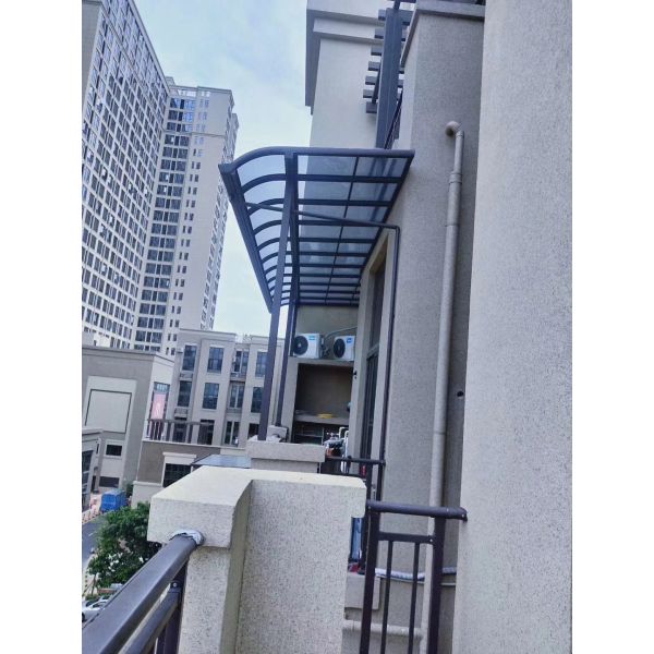 Custermized Black White Gray PC Coated Impact Resistant Multiple Sizes Aluminum Frame Polycarbonate Awnings