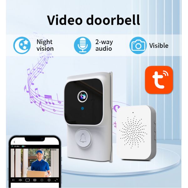 HD Infrared Night Vision Smart Home Security Package Tuya Visual Doorbell Camera 800mAh Battery