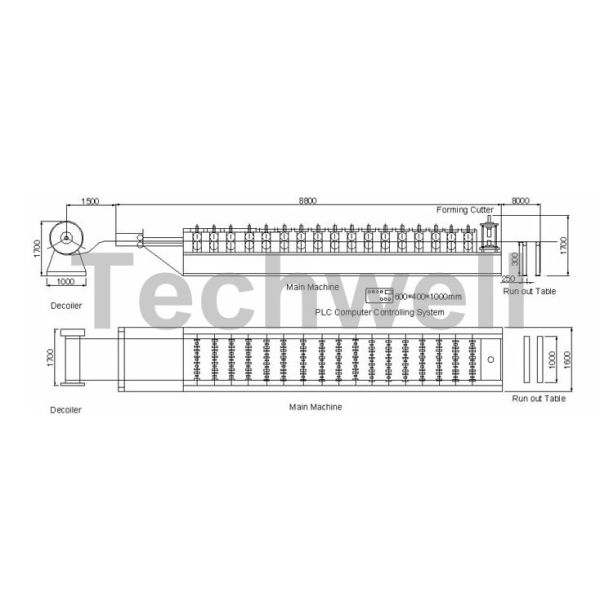 Aluminium Tapered Bemo Panel Roll Forming Machine With 6 - 8m/min Speed