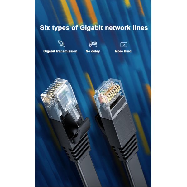 Durable LSZH Jacketed Flat Cat6 Patch Cables Cat 6 Patch Cord 1 Mtr
