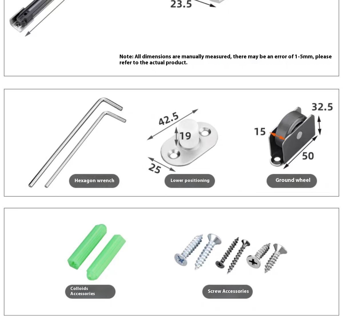 Ghost Door Dual Direction Buffer Hanging Wheel Special Hardware Accessory for Trackless Sliding Furniture for Living Room