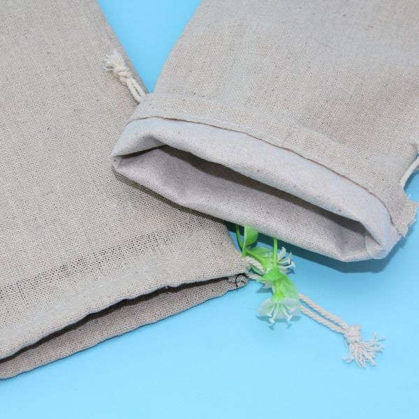 Single Drawstring Burlap Reusable Bags 10cm Wide 18cm High For Coffee Beads