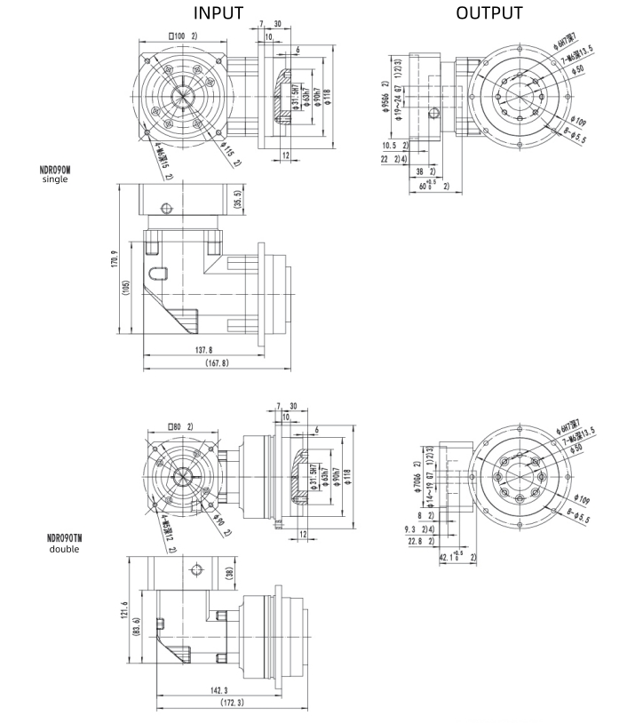 Power Transmission Right Angle Gearbox Hollow Shaft Drive Customized
