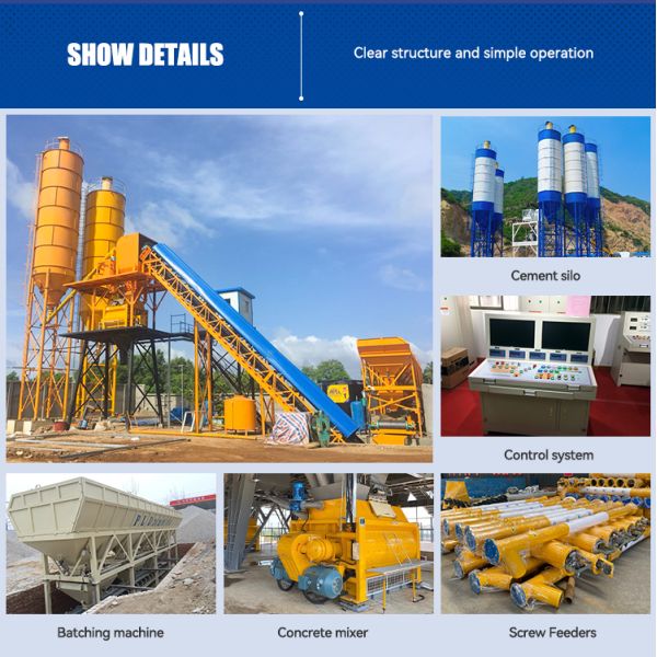 50m3/h 60m3/h Portable Concrete Batch Plant Fully Automatic Concrete Batching and Mixing Plant