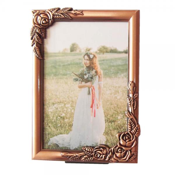 Buy Metal emboss Rose Adorned Picture Frame 5x7 inch, Classic Floral Design Vintage Sturdy Alloy Photo Frames at wholesale prices
