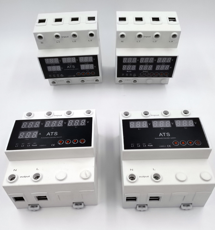 Automatic Transfer Switch 5 Display ATS Over/Undervoltage Overcurrent Protector 63A 80A 100A Three-Way Power Supply CB Type