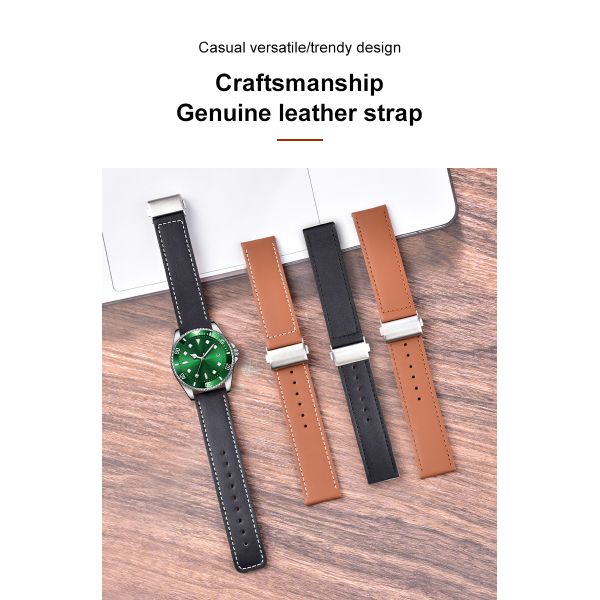 Quick-release Rectangular Genuine Leather Watch Strap · Customizable Colors And Logos