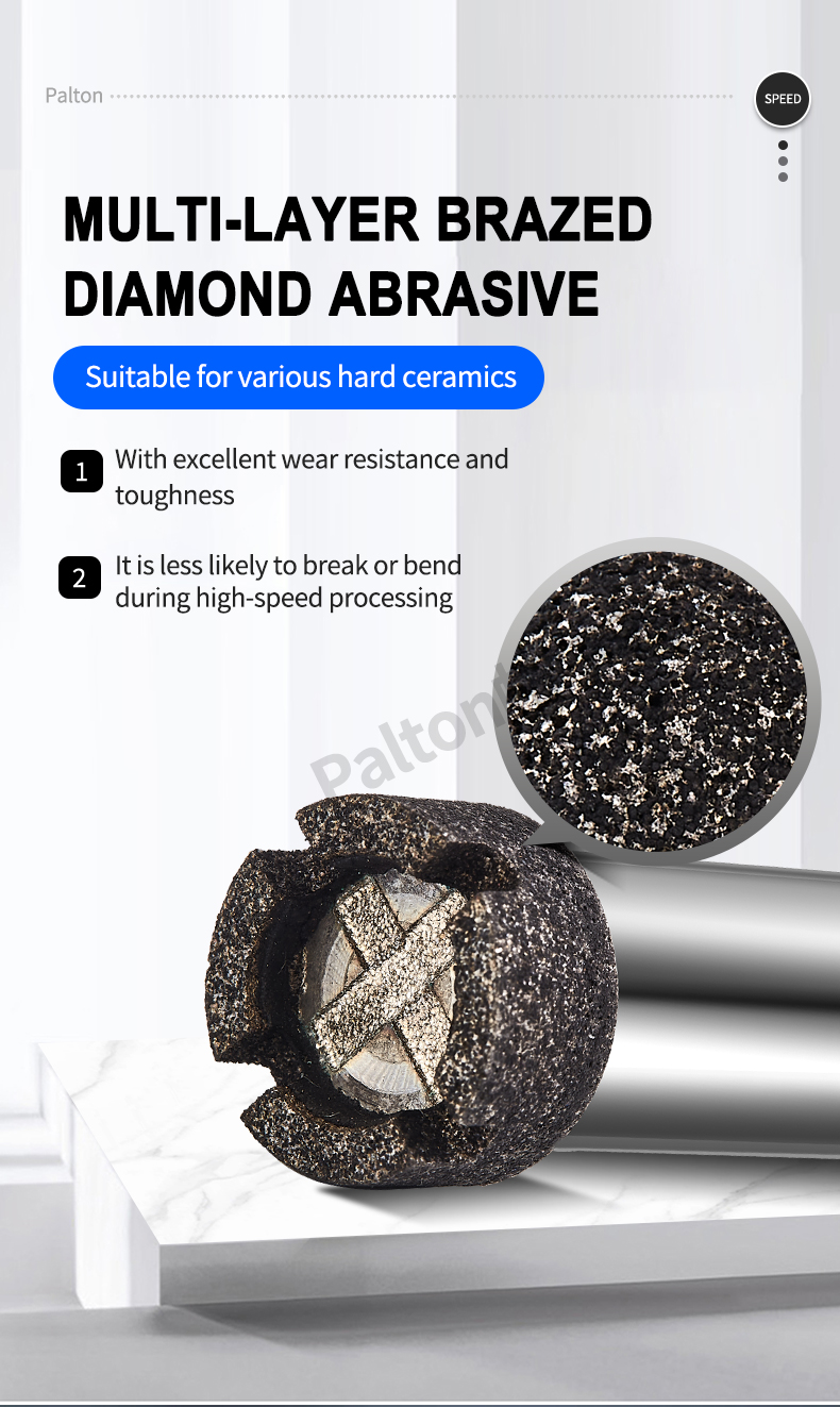 Face Milling Solid Surface CNC Router Bits Cutter Brazed Grinding Head For Aluminum