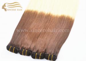 China Top Quality 55 CM Straight Ombre Blonde Remy Human Hair Weft Extensions For Sale on sale
