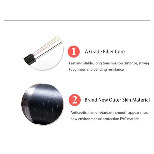 Black Jacket G657A1 1km FTTH Fiber Optic Drop Cable