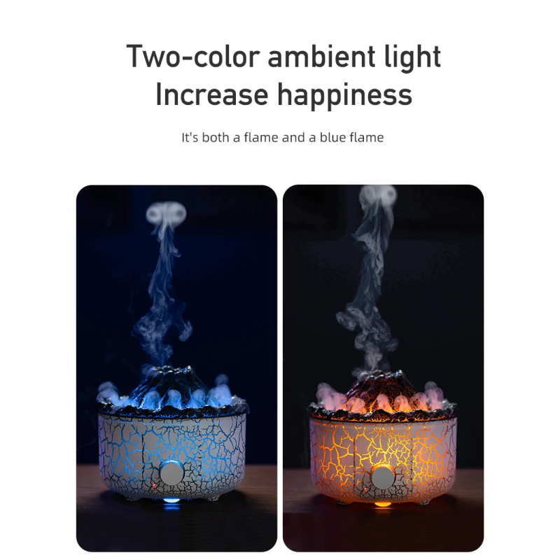 New 200ml Electric Humidifier Fireplace Flame Aromatherapy Diffuser Machine with 12-Color Changing Night Light with Remote for Home Use