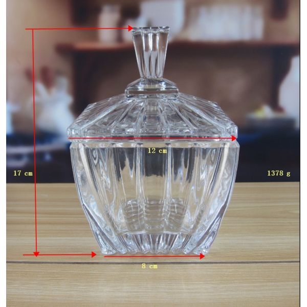 Square Optic Stripes Glass Storage Jars For Candy
