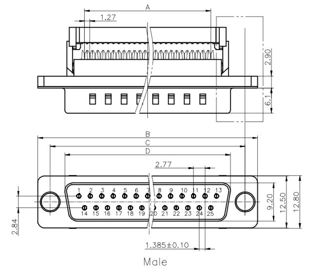 D Shape Small Electrical Connectors IDC Crimp Adapter Plug And Socket For Flat Ribbon Cable