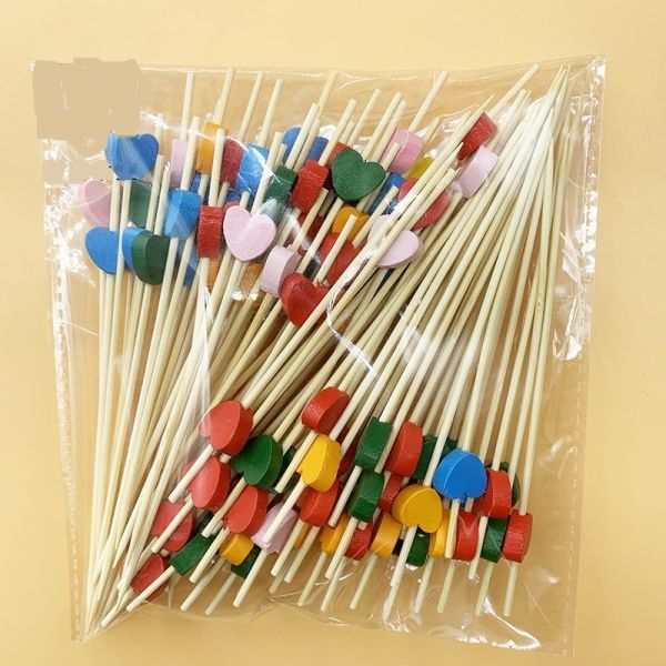 Initial Payment Natural Bamboo Fruit Fork Straight Style Disposable Biodegradable