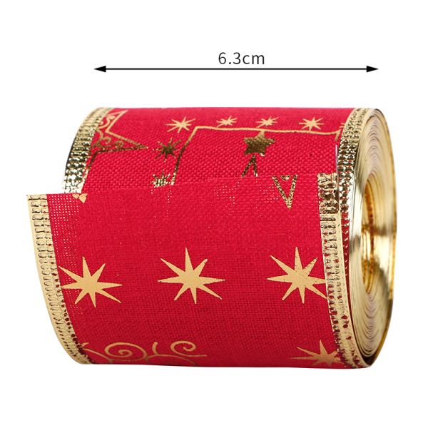 Customized Polyester Wired Edge Ribbon Roll for Christmas Crafts Polyester Material