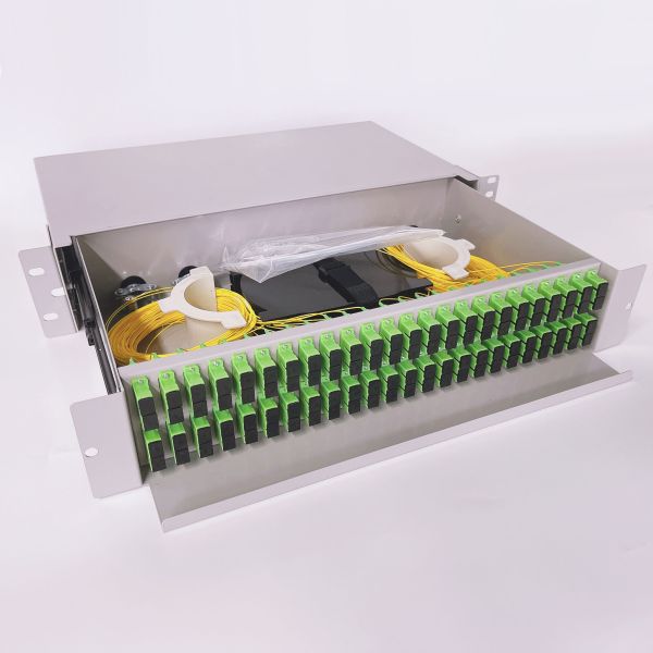19 Inch Rack Mount Fiber Optic Patch Panel 2U 96 Cores SC Duplex Drawer Type Terminal Box