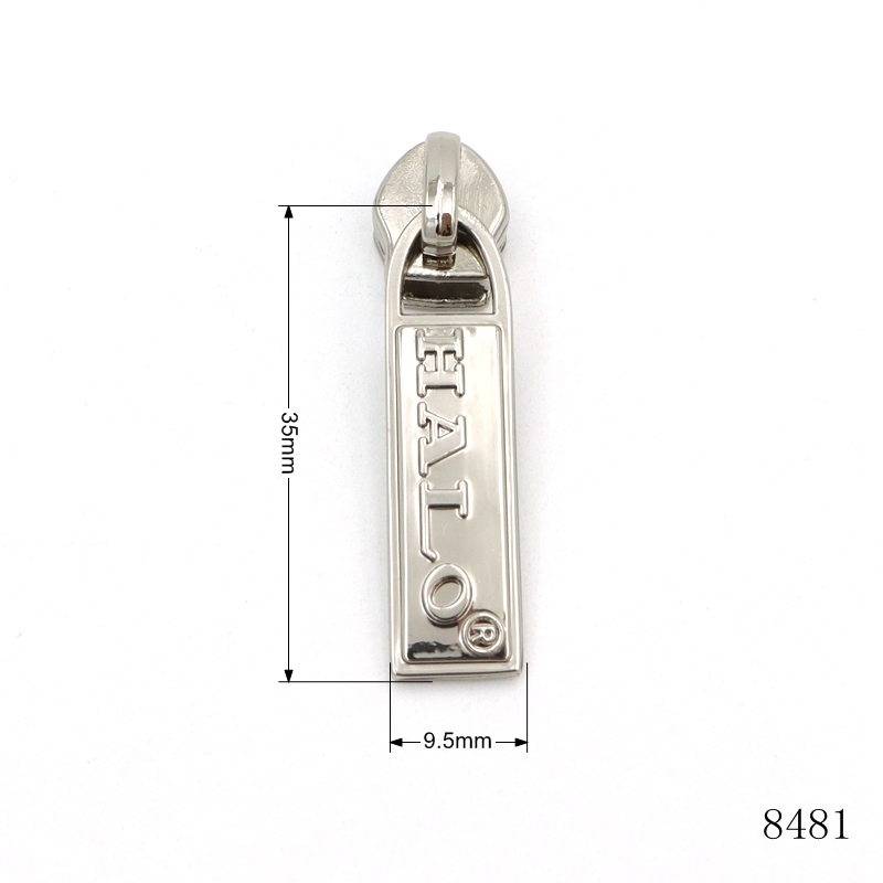 Embossed Custom Logo Zipper Pulls Nickel Plated Handbag Zipper Pulls