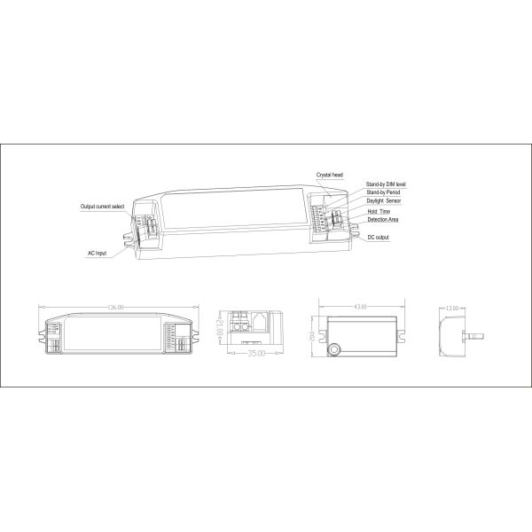 20W Sensor Driver Detachable DIM LED Driver for LED tri - proof light